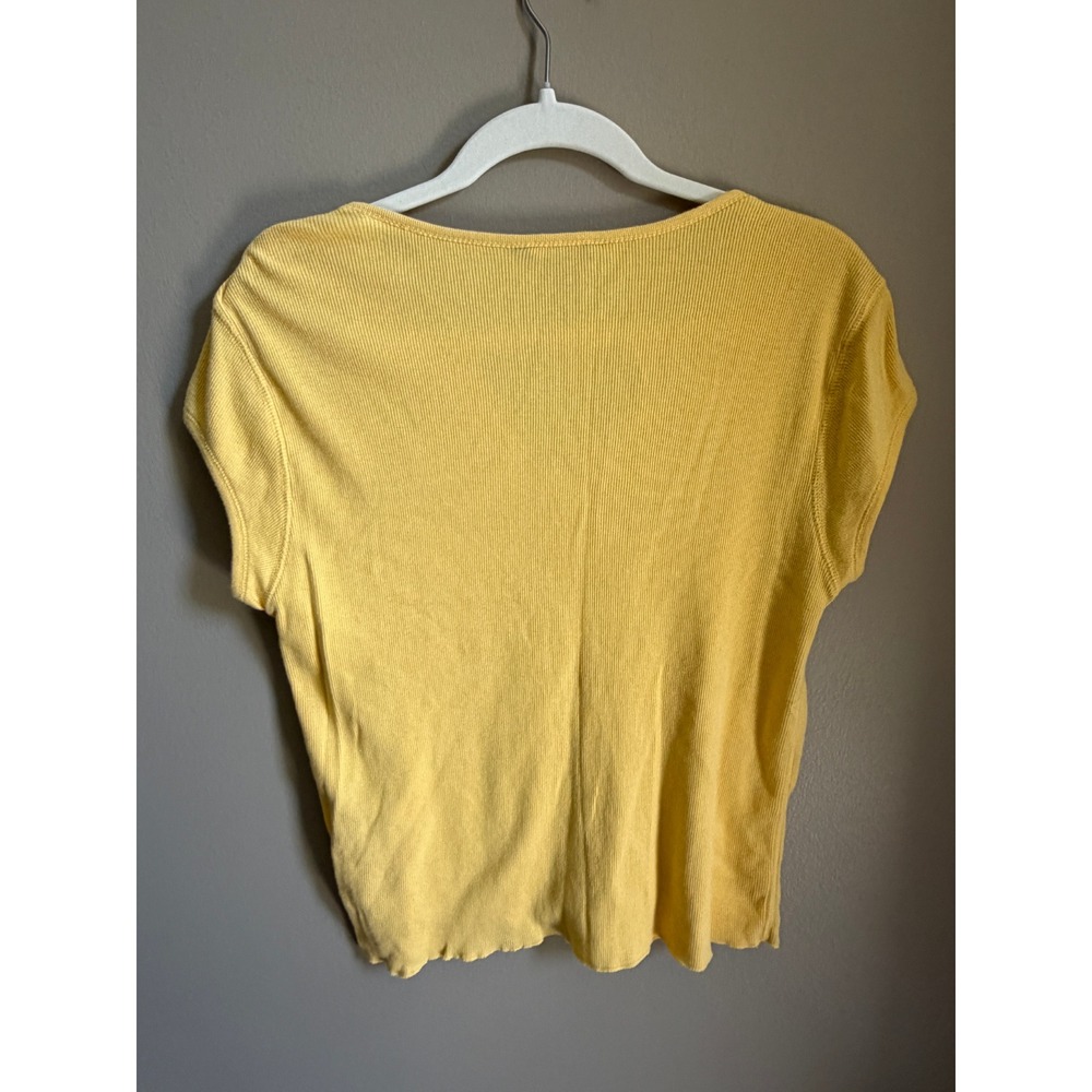 American Eagle Outfitters Yellow Ribbed Knit Shirt Size XL Y2K - Picture 2 of 4